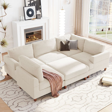 U_Style Modular Sectional Sofa with Ottoman L Shaped Corner Sectional for Living Room, Office, Spacious Space(old sku: WY000373AAA)